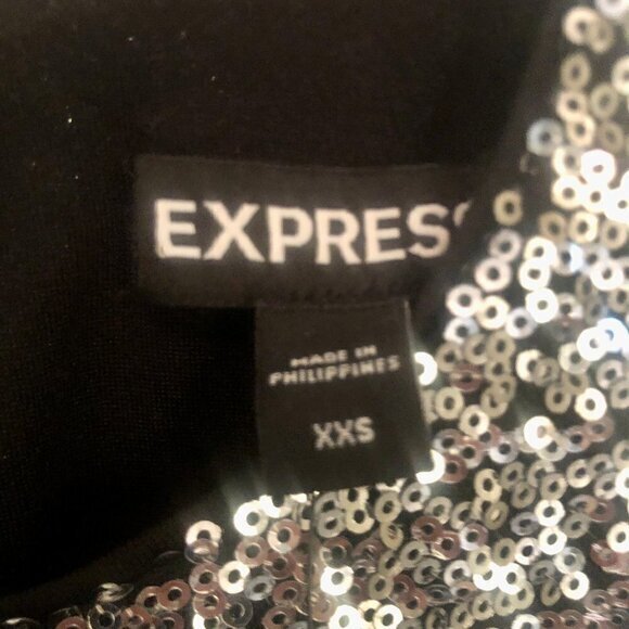 NWT Express Color Block Sequin Strong Shoulder Thong Bodysuit sz XXS - Picture 8 of 15